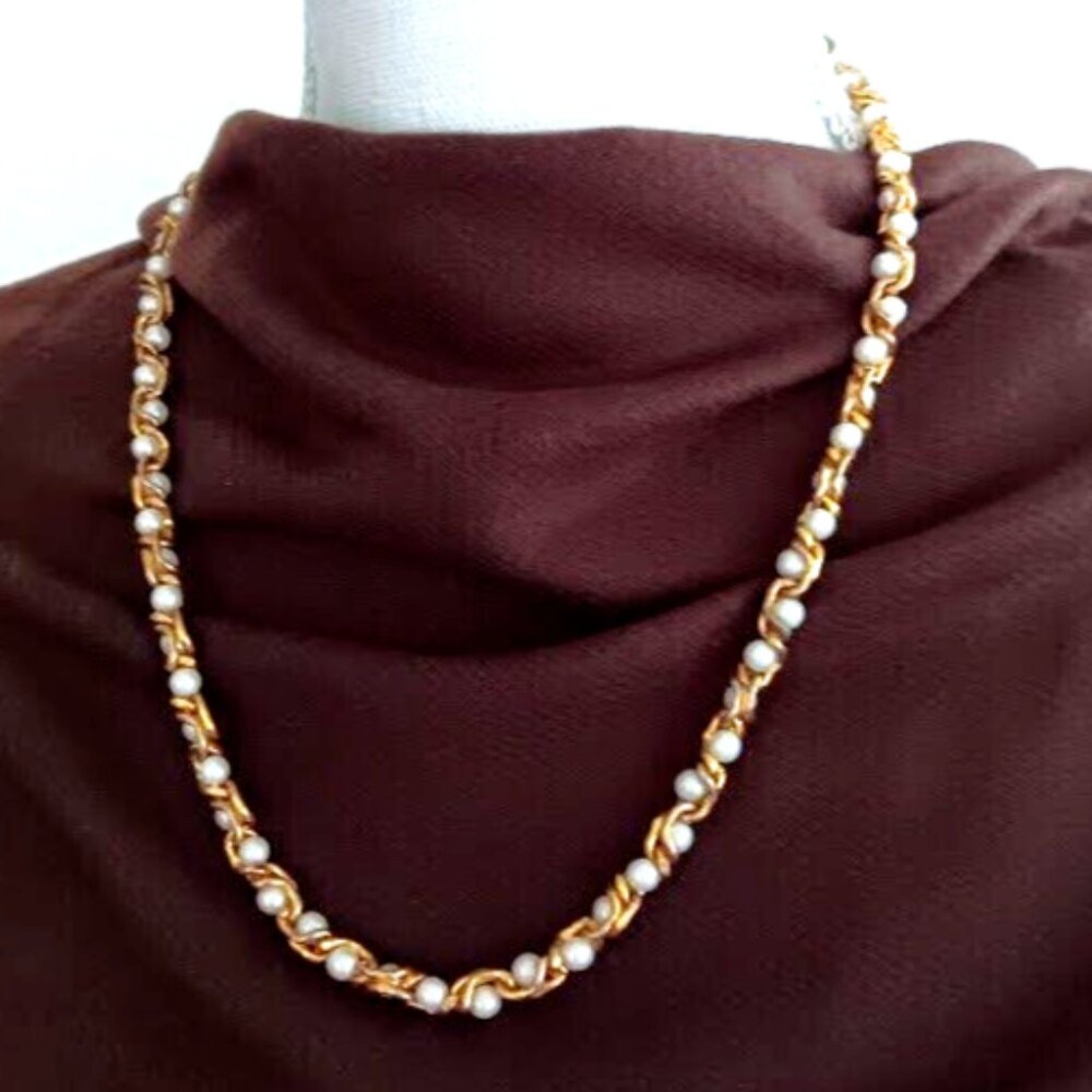 Vintage 18K Gold Plated Twisted 23" Chain Necklace